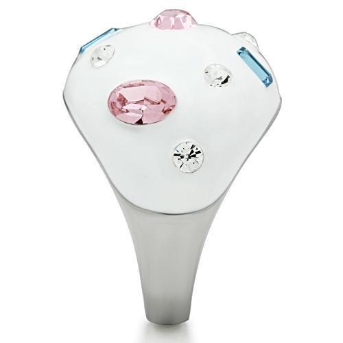 TK512 - High polished (no plating) Stainless Steel Ring with Top Grade Crystal  in Multi Color-3