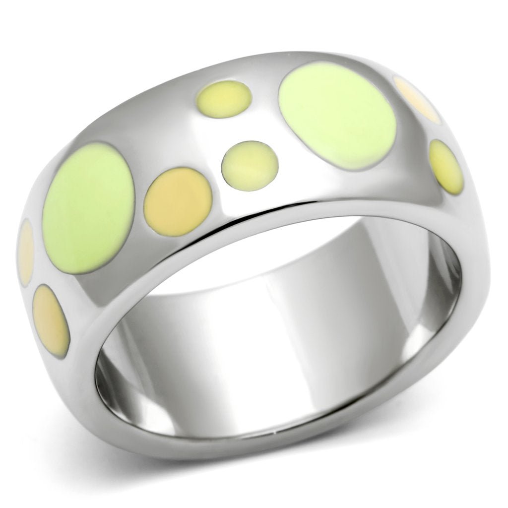 TK513 - High polished (no plating) Stainless Steel Ring with Epoxy  in Multi Color-0