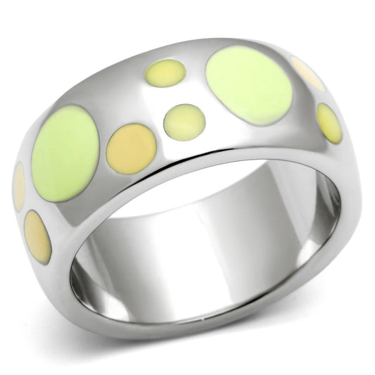 TK513 - High polished (no plating) Stainless Steel Ring with Epoxy  in Multi Color-0