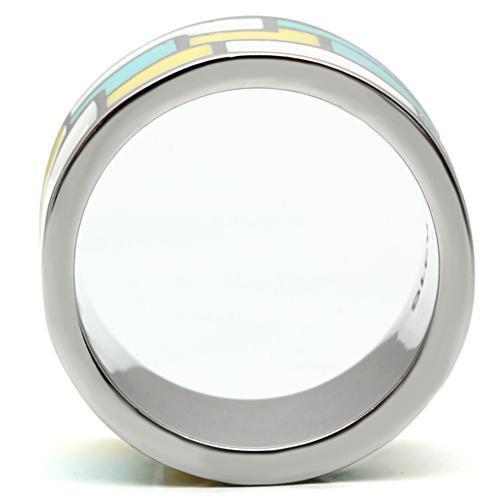 TK514 - High polished (no plating) Stainless Steel Ring with Epoxy  in Multi Color-2