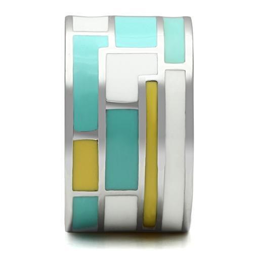 TK514 - High polished (no plating) Stainless Steel Ring with Epoxy  in Multi Color-3