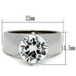 TK520 - High polished (no plating) Stainless Steel Ring with AAA Grade CZ  in Clear-1