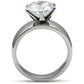 TK520 - High polished (no plating) Stainless Steel Ring with AAA Grade CZ  in Clear-2