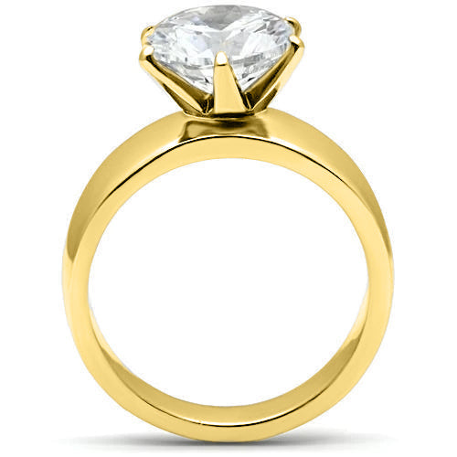 TK520G - Ion Gold Plating Stainless Steel Ring with AAA Grade CZ  in Clear-2