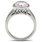 TK522 - High polished (no plating) Stainless Steel Ring with Top Grade Crystal  in Light Amethyst-2