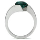 TK523 - High polished (no plating) Stainless Steel Ring with Synthetic Synthetic Glass in Blue Zircon-2