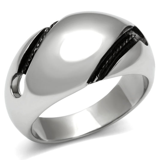 TK524 - High polished (no plating) Stainless Steel Ring with No Stone-0