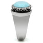 TK525 - High polished (no plating) Stainless Steel Ring with Synthetic Synthetic Glass in Sea Blue-3