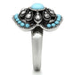 TK526 - High polished (no plating) Stainless Steel Ring with Synthetic Synthetic Glass in Sea Blue-3