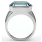 TK527 - High polished (no plating) Stainless Steel Ring with Top Grade Crystal  in Sea Blue-2