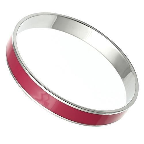 TK534 - High polished (no plating) Stainless Steel Bangle with Epoxy  in Siam-0