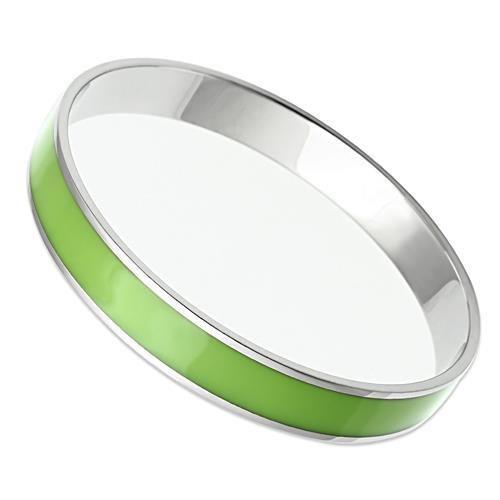 TK535 - High polished (no plating) Stainless Steel Bangle with Epoxy  in Emerald-0