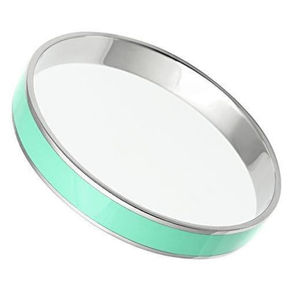 TK537 - High polished (no plating) Stainless Steel Bangle with Epoxy  in Aquamarine-0
