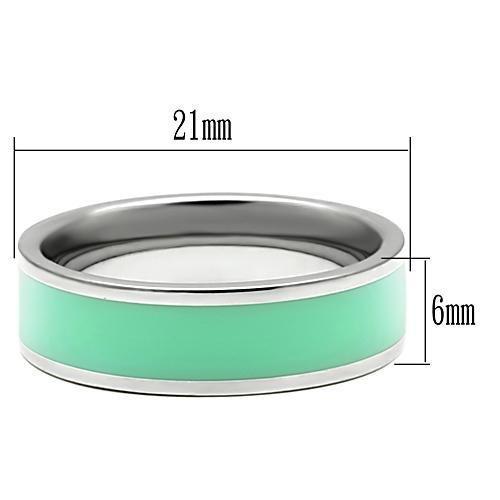 TK542 - High polished (no plating) Stainless Steel Ring with Epoxy  in Aquamarine-1