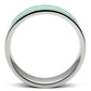 TK542 - High polished (no plating) Stainless Steel Ring with Epoxy  in Aquamarine-2