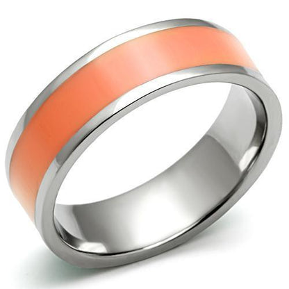 TK544 - High polished (no plating) Stainless Steel Ring with Epoxy  in Orange-0