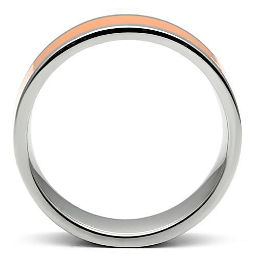 TK544 - High polished (no plating) Stainless Steel Ring with Epoxy  in Orange-2