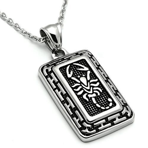 TK546 - High polished (no plating) Stainless Steel Chain Pendant with No Stone-2