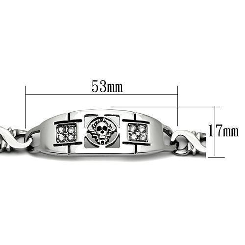 TK574 - High polished (no plating) Stainless Steel Bracelet with AAA Grade CZ  in Clear-2