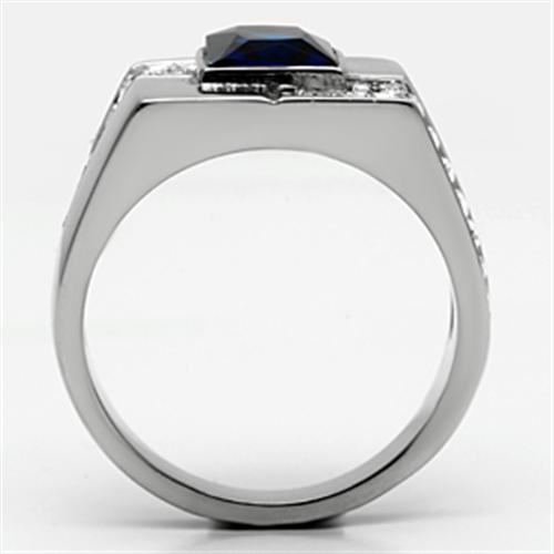 TK587 - High polished (no plating) Stainless Steel Ring with Synthetic Synthetic Glass in Montana-2