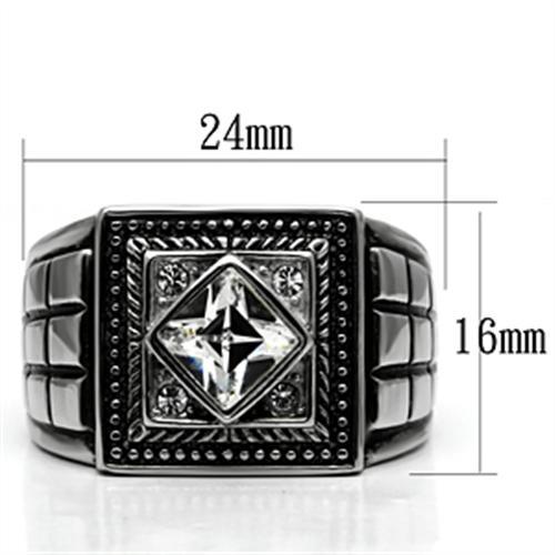 TK589 - High polished (no plating) Stainless Steel Ring with Top Grade Crystal  in Clear-1