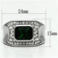 TK590 - High polished (no plating) Stainless Steel Ring with Synthetic Synthetic Glass in Emerald-1