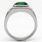TK590 - High polished (no plating) Stainless Steel Ring with Synthetic Synthetic Glass in Emerald-2