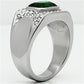 TK590 - High polished (no plating) Stainless Steel Ring with Synthetic Synthetic Glass in Emerald-3
