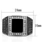 TK592 - High polished (no plating) Stainless Steel Ring with Synthetic Synthetic Stone in Jet-1