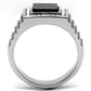TK592 - High polished (no plating) Stainless Steel Ring with Synthetic Synthetic Stone in Jet-2