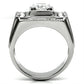 TK593 - High polished (no plating) Stainless Steel Ring with AAA Grade CZ  in Clear-2