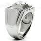 TK593 - High polished (no plating) Stainless Steel Ring with AAA Grade CZ  in Clear-3