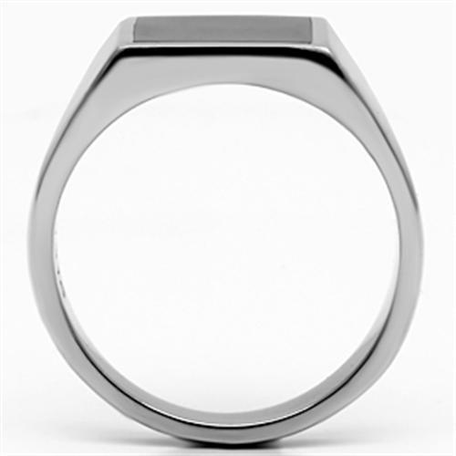 TK594 - High polished (no plating) Stainless Steel Ring with Epoxy  in Jet-2