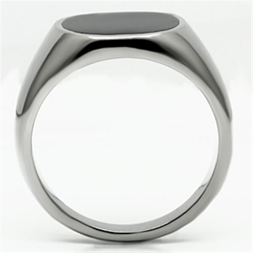 TK595 - High polished (no plating) Stainless Steel Ring with Epoxy  in Jet-2