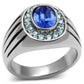 TK601 - High polished (no plating) Stainless Steel Ring with Top Grade Crystal  in Sapphire-0