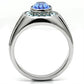 TK601 - High polished (no plating) Stainless Steel Ring with Top Grade Crystal  in Sapphire-2