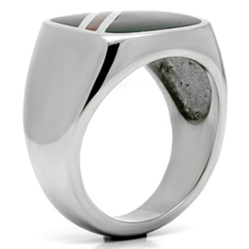 TK602 - High polished (no plating) Stainless Steel Ring with Epoxy  in Multi Color-3