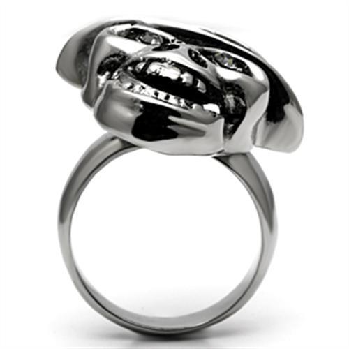 TK605 - High polished (no plating) Stainless Steel Ring with Top Grade Crystal  in Black Diamond-2
