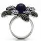 TK607 - High polished (no plating) Stainless Steel Ring with Synthetic Synthetic Glass in Amethyst-2