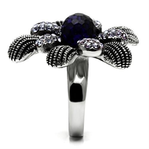 TK607 - High polished (no plating) Stainless Steel Ring with Synthetic Synthetic Glass in Amethyst-3