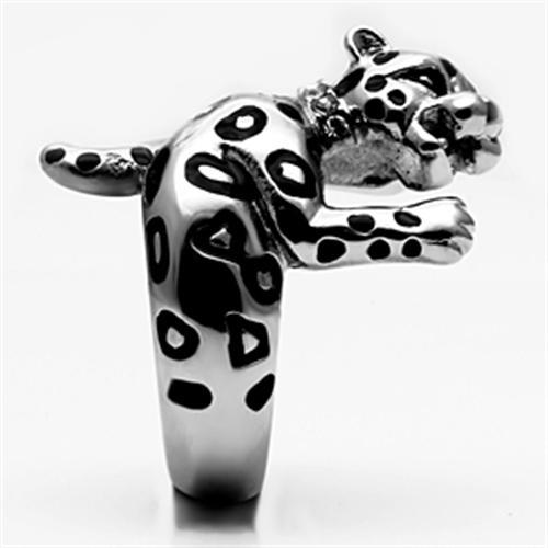 TK609 - High polished (no plating) Stainless Steel Ring with Top Grade Crystal  in Clear-3