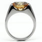 TK622 - High polished (no plating) Stainless Steel Ring with AAA Grade CZ  in Champagne-2