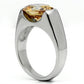 TK622 - High polished (no plating) Stainless Steel Ring with AAA Grade CZ  in Champagne-3