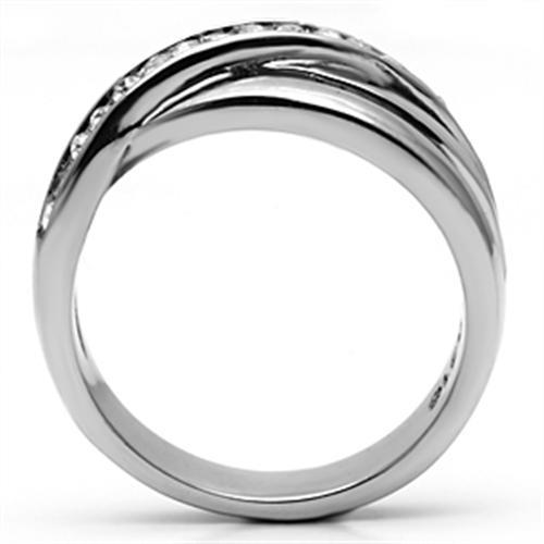 TK626 - High polished (no plating) Stainless Steel Ring with Top Grade Crystal  in Clear-2