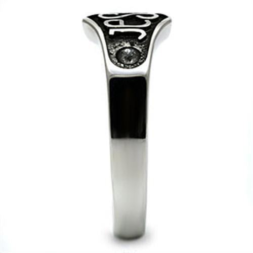 TK631 - High polished (no plating) Stainless Steel Ring with Top Grade Crystal  in Clear-3