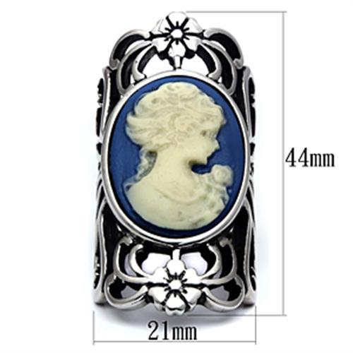 TK632 - High polished (no plating) Stainless Steel Ring with Synthetic Synthetic Stone in Capri Blue-1