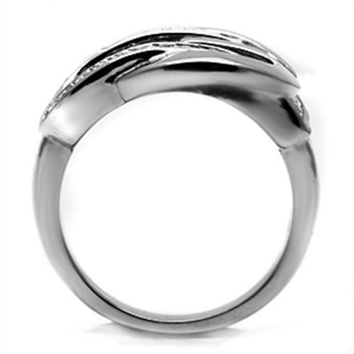 TK634 - High polished (no plating) Stainless Steel Ring with Top Grade Crystal  in Clear-2