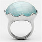 TK637 - High polished (no plating) Stainless Steel Ring with Synthetic Synthetic Glass in Sea Blue-2