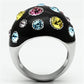 TK640 - High polished (no plating) Stainless Steel Ring with Top Grade Crystal  in Multi Color-2