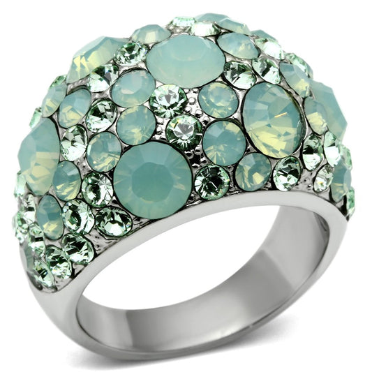 TK641 - High polished (no plating) Stainless Steel Ring with Top Grade Crystal  in Multi Color-0